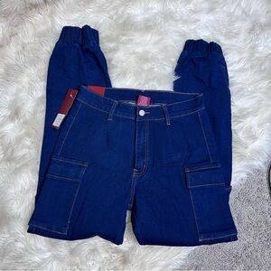 NWT Dark wash denim cargo joggers nwt